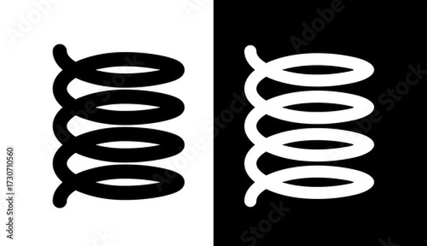 Fototapeta Spring icon. Symbol of shock absorption, extension or compression. Element of a machine or mechanism. Coiled cylindrical spring. Raster icon.