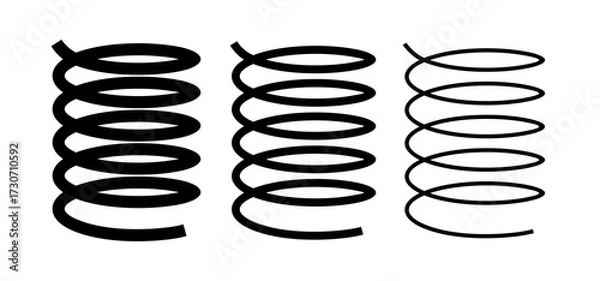 Fototapeta Spring icon. Symbol of shock absorption, extension or compression. Element of a machine or mechanism. Coiled cylindrical spring. Raster icon.