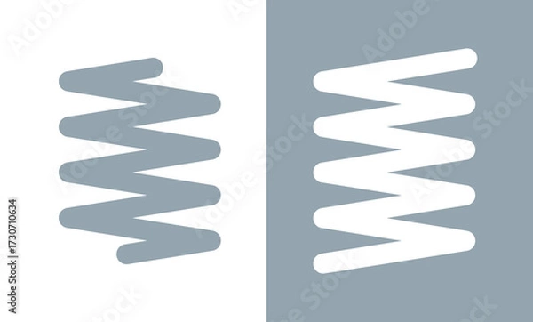 Fototapeta Spring icon. Symbol of shock absorption, extension or compression. Element of a machine or mechanism. Coiled cylindrical spring. Raster icon.