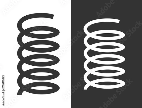 Fototapeta Spring icon. Symbol of shock absorption, extension or compression. Element of a machine or mechanism. Coiled cylindrical spring. Raster icon.