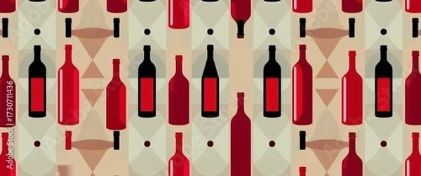 Fototapeta Abstract geometric red wine bottle pattern, modern stylish background for fashion design,  design,  modern