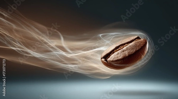 Fototapeta Coffee bean floating with steam trails
