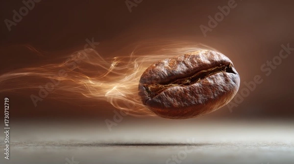 Fototapeta Coffee bean floating with steam trails