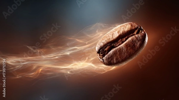Fototapeta Coffee bean floating with steam trails