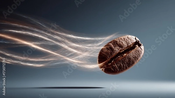 Fototapeta Coffee bean floating with steam trails