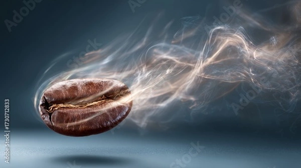 Fototapeta Coffee bean floating with steam trails