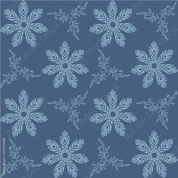 Obraz Seamless Winter Snowflake Pattern Set