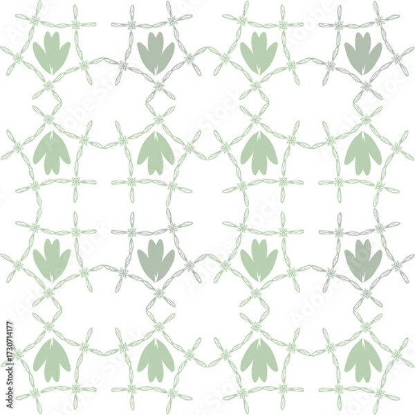 Fototapeta Seamless geometric floral pattern set in green tones