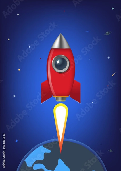 Fototapeta web illustration of a rocket in space