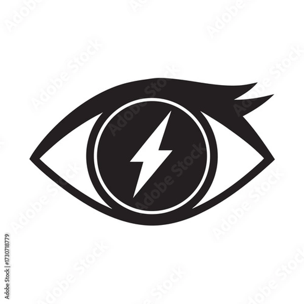 Fototapeta Eye With Lightning Silhouette Vector