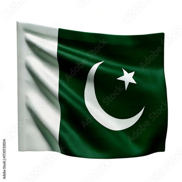 Fototapeta Pakistan flag waving, isolated on transparent background, detailed render