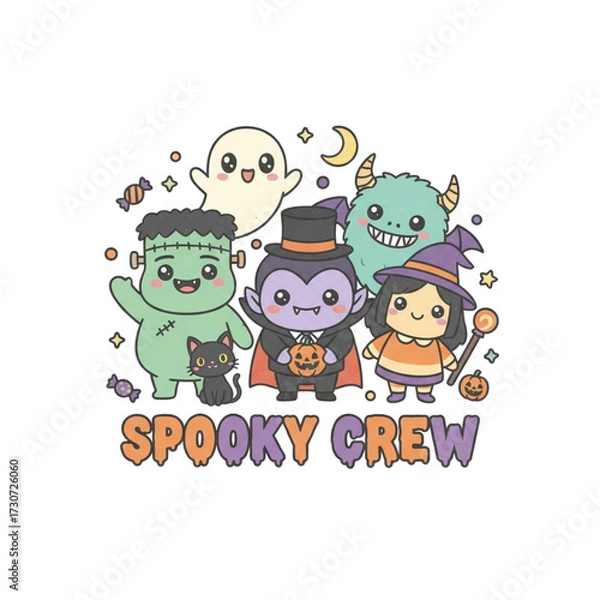 Obraz Cute Cartoon "Spooky Crew" for Halloween Design