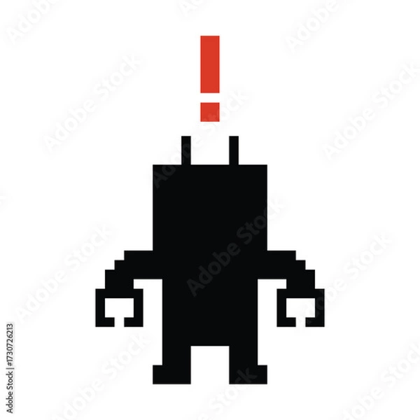 Fototapeta Cute pixel art cartoon robot or ai learning skill with for education calculate chat bot robots vector character technology background 8 bit.