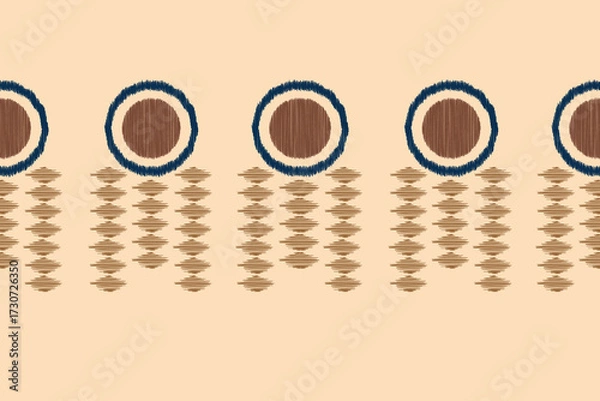 Fototapeta Ethnic ikat traditional motif fabric pattern geometric style.African Ikat embroidery Ethnic oriental pattern white cream brown background wallpaper. Abstract,vector.Texture,decor.