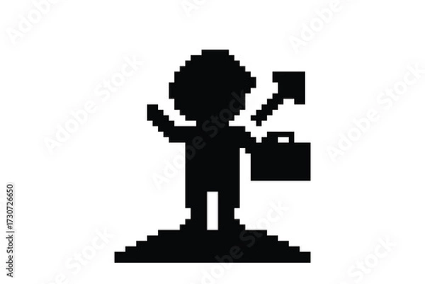 Fototapeta Cartoon pixel art cartoon 8bit character business man businessman smart graph work game decoration business 8 bit male career smart character game vector.
