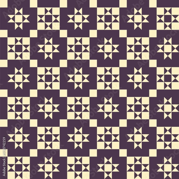 Fototapeta Pattern created from deep maroon and cream squares and triangles