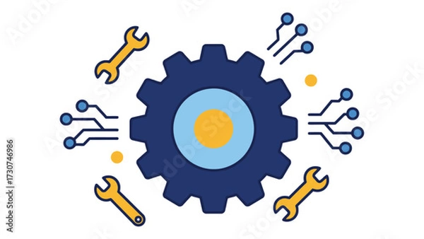 Fototapeta Gear configuration icon with tools and system process flow