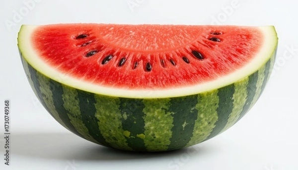 Fototapeta Fresh Watermelon Slice with Seeds on White Background