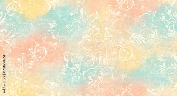 Fototapeta Pastel Floral Texture Background, Decorative Pattern