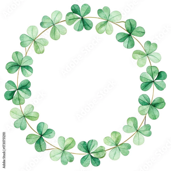 Fototapeta Round clover leaf watercolor frame border png clover leaf png watercolor leaf png round leaf frame png floral border png decorative leaf png transparent background image