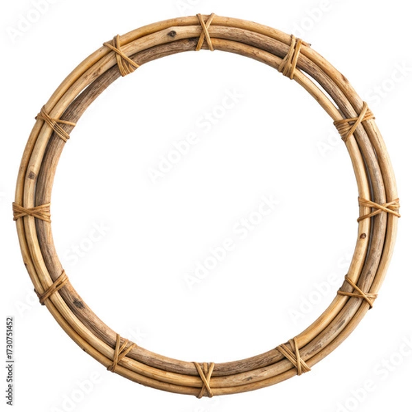 Fototapeta Round frame made of wood stick png wooden frame png wood stick frame png rustic frame png circular frame png natural frame png transparent background image
