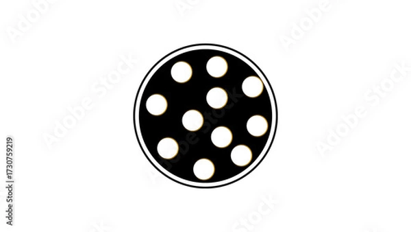 Fototapeta Black Circular Pattern with White Spots for Food, Science or Molecule Concept
