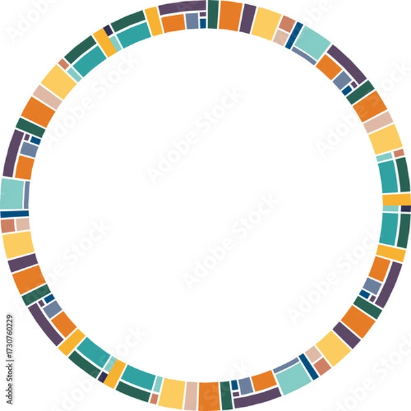 Fototapeta Colorful geometric empty square frame. Vector doodle frame for text. Baby shower template