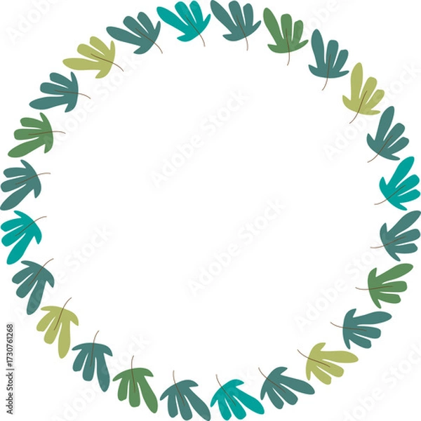 Fototapeta Colorful leaves autumn simple frame. Thanksgiving border template. Baby shower design