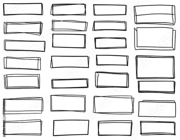 Fototapeta Collection of Hand Drawn Rectangles.