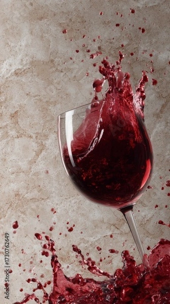 Fototapeta Stunning Red Wine Splash in Glass with Textured Background Capturing Dynamic Motion and Vibrant Colors