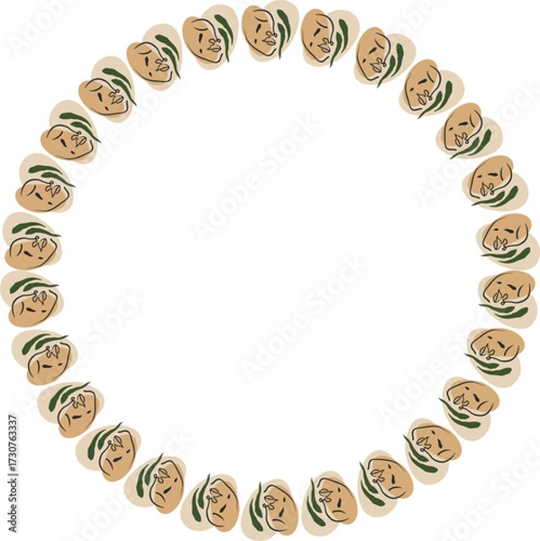 Fototapeta Green plant nature elements frame. Aesthetic elements on white background border. Baby shower design