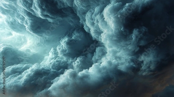 Fototapeta Dramatic Turbulent Clouds Filling the Sky During an Impending Storm with Textured Layers