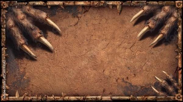 Fototapeta Detailed Background Featuring Animal Claw Marks and Textured Frame with Earthy Tones