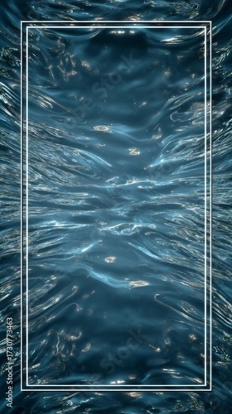 Fototapeta Tranquil Water Ripples with Calm Blue Tones Framed by Simple Border for Relaxing Ambiance