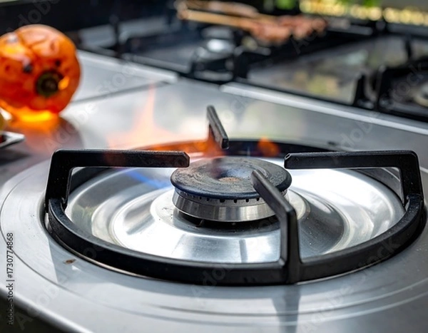 Obraz Gas Stove Burner with Flame.