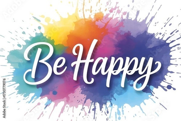 Obraz Creative "Be Happy" Lettering and Abstract Art Background