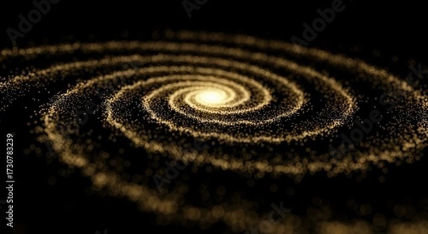 Fototapeta A swirling galaxy with a bright center and spiral arms made of stars and cosmic dust. The background is dark, emphasizing the galaxy's luminous features.