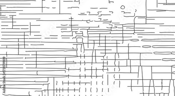 Fototapeta Abstract artwork showcasing a network of black lines and geometric shapes against a white backdrop, evoking a sense of modern art and complex connectivity, with a minimalist aesthetic