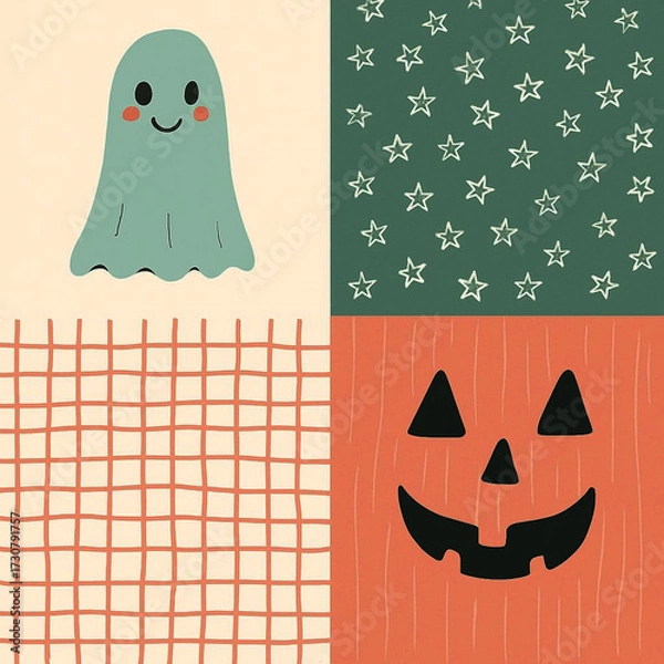 Obraz halloween seamless pattern with pumpkins