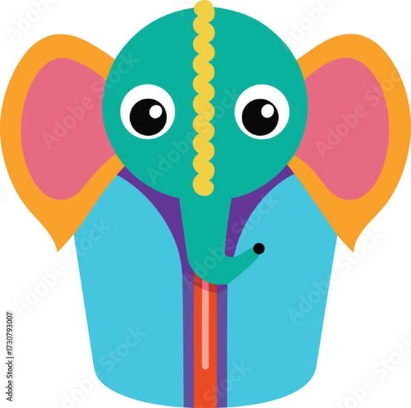 Fototapeta Cute elephant peeking out from a partially opened zipper vector illustration design