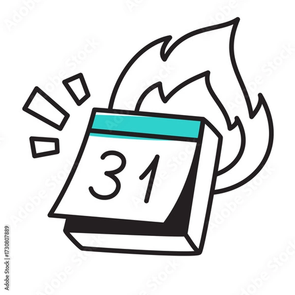 Fototapeta Deadline with calendar on fire