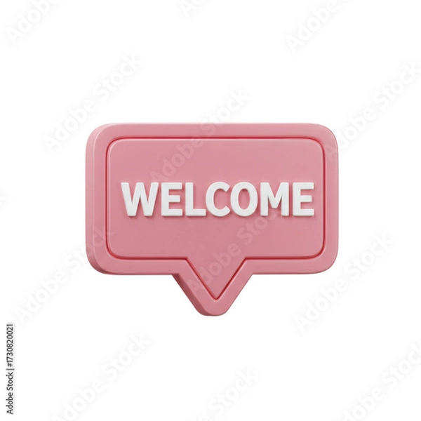 Obraz Pink speech bubble with Welcome message isolated PNG with Transparent Background