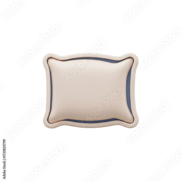 Obraz Beige pillow with blue trim detail isolated PNG with Transparent Background