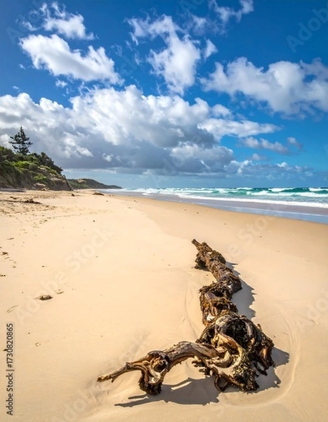 Obraz Beach scene with driftwood