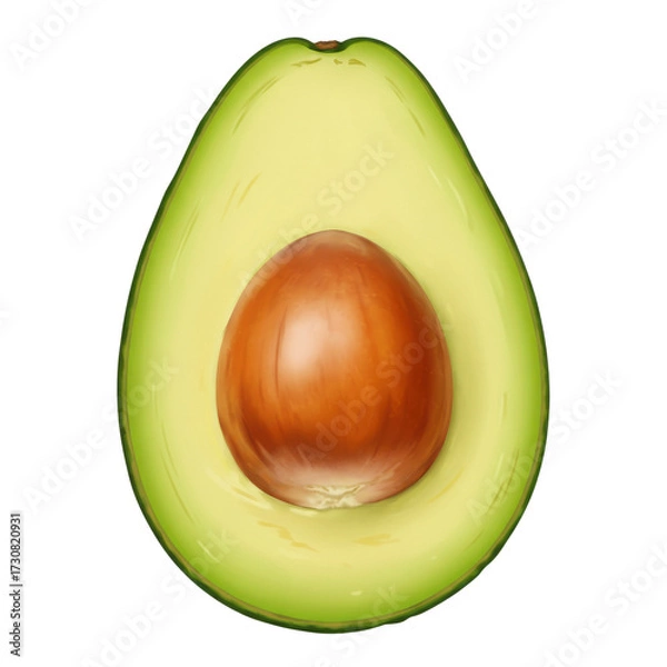 Obraz Half an avocado with pit isolated PNG with Transparent Background