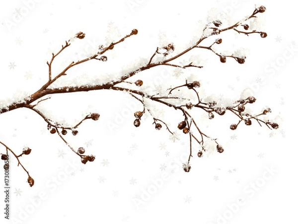 Obraz Bare Autumn Branch with Few Remaining Leaves