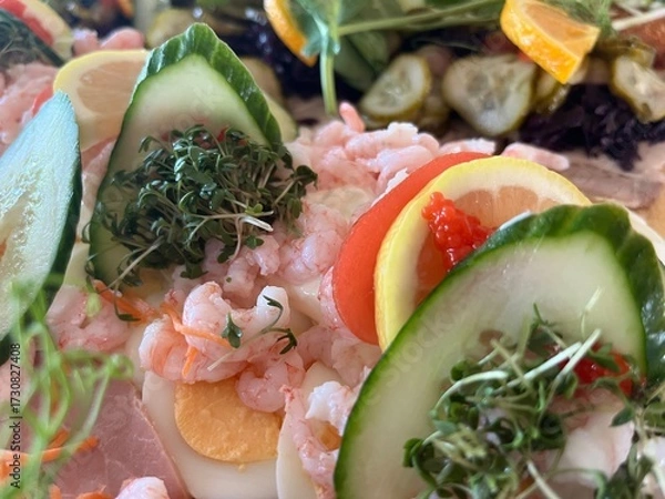 Obraz salad with shrimps