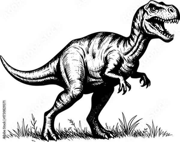 Obraz sketch dinosaur silhouette 