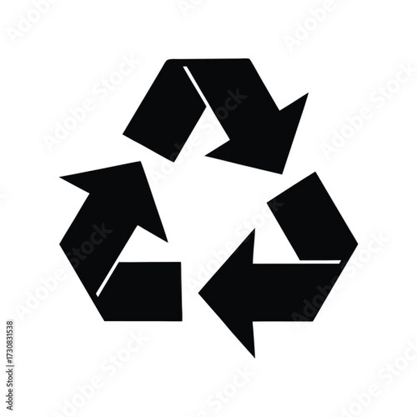 Fototapeta Recycle symbol in black and white, universal sign for reuse and environmental protection, an eco-friendly concept illustration