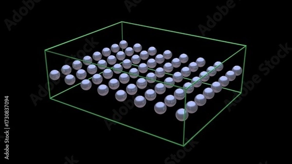 Fototapeta Orderly arrangement of atoms. Atomic array - ordered structure. Evenly spread particles. Superconductor material. Single layered material. 3d render illustration.